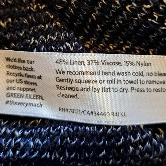 Eileen Fisher Blue Linen Blend Pullover Size Medium - Picture 6 of 6